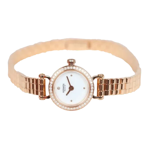 HermÃ¨s Faubourg Watch GM 18K Rose Gold White Diamonds Rose Gold
